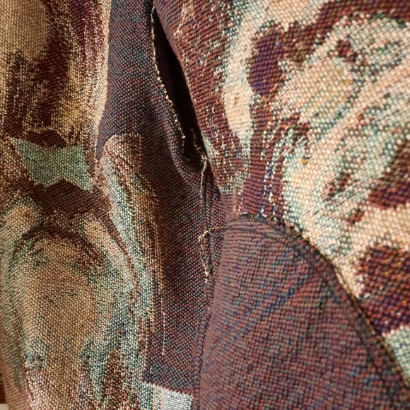 Vtg SUGAR STREET WEAVER Yorkshire Terrier Tapestry Jacket Cardigan Dogs Cottage - Picture 12 of 16